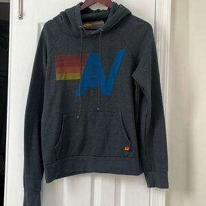 AVIATOR NATION VINTAGE LOGO RELAXED PULLOVER HOODIE - FADED SMOKE GREY